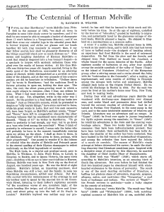 Raymond M. Weavers "The Centennial of Herman Melville"